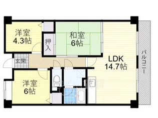 千里パノラマハイツ2【1階】の間取り