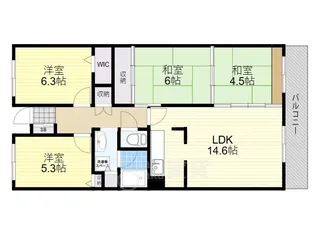 千里中央パークヒルズG棟【3階】の間取り