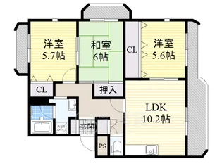 大阪府茨木市目垣2丁目【マンション】の間取り