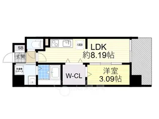 WORVE吹田江坂【9階】の間取り