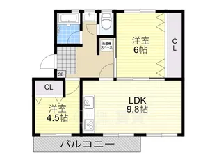 箕面粟生第二住宅25号棟【4階】の間取り