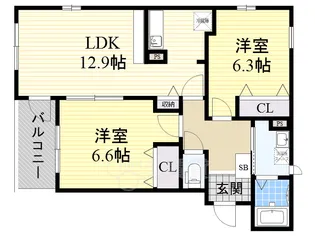 大阪府摂津市新在家1丁目【アパート】の間取り