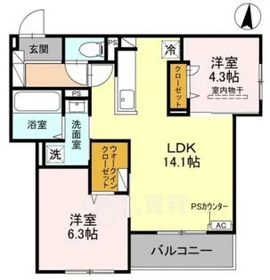 めぞん西田中【3階】の間取り