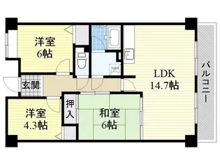 千里パノラマハイツ2【1階】の間取り