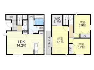 兵庫県川西市下加茂1丁目【一戸建】の間取り