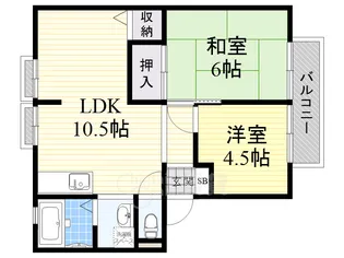 2LDKの間取り画像