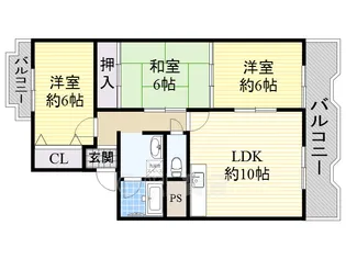 大阪府茨木市真砂1丁目【マンション】の間取り