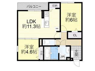 Flat Comfy 豊中【3階】の間取り