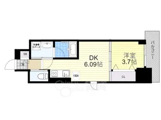 1LDKの間取り画像