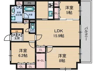 大阪府大阪市東淀川区東中島1丁目【マンション】の間取り