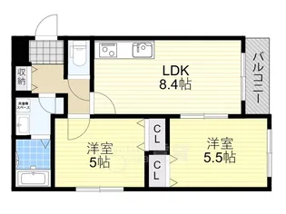 クレセル利倉東Ⅱ【3階】の間取り