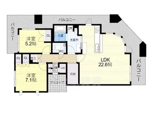 ランズ南森町【15階】の間取り