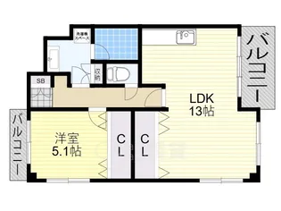 コルナス西館【6階】の間取り