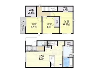 兵庫県川西市下加茂1丁目【一戸建】の間取り