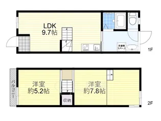 大阪府茨木市大池2丁目【テラスハウス】の間取り