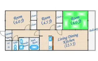 メゾンドール南千里【3階】の間取り