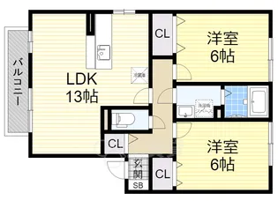 クロスロードA棟【2階】の間取り