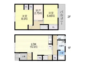 大阪府大阪市福島区海老江8丁目【一戸建】の間取り