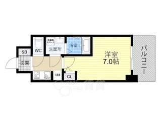 S-RESIDENCEドーム前千代崎【6階】の間取り