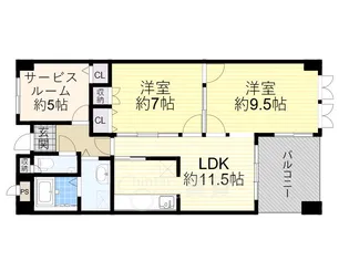 フロレアールくれは【4階】の間取り