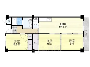 大阪府吹田市岸部北2丁目【マンション】の間取り