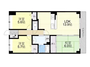 大阪府吹田市江坂町4丁目【マンション】の間取り