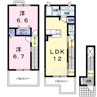 オーヴェスト2号館【2階】の間取り