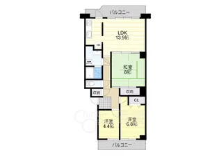ネオコーポ茨木【9階】の間取り