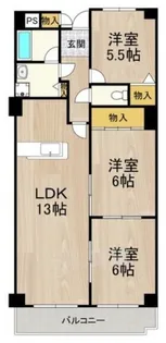 フェルザ南茨木【6階】の間取り