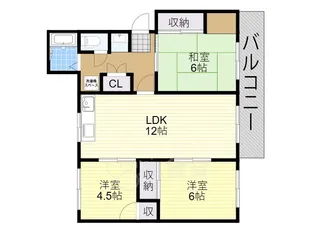 清和台公社マンション1号棟【5階】の間取り