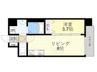 アプリーレ阿波座南【3階】の間取り
