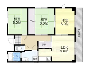 サンコート橋の内【3階】の間取り