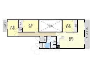 エクセルハイツ豊中上野坂2号棟【6階】の間取り