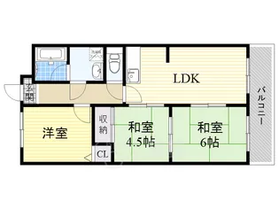 ユーコート豊中【6階】の間取り