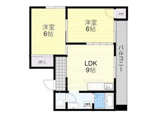 東豊中マンション【4階】の間取り