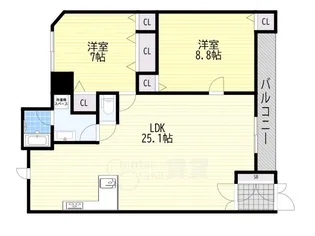 クリエール三津屋【1階】の間取り