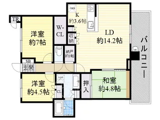 パークタワー南千里丘【8階】の間取り