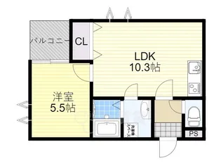 マリーベル蛍池【1階】の間取り