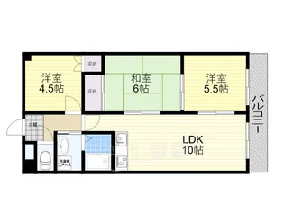 スカイハイツ緑地【3階】の間取り