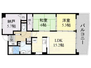 ファミーユ千里丘【1階】の間取り