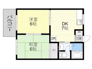 タウニーイサカ B棟【1階】の間取り