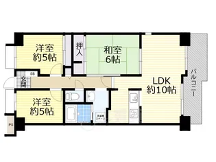 東千里OMパレス1【6階】の間取り