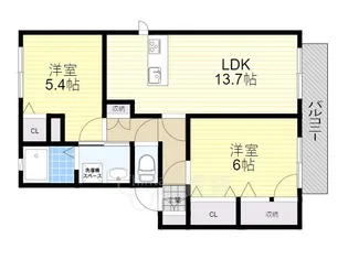 リーブラ東多田Ⅲ【2階】の間取り