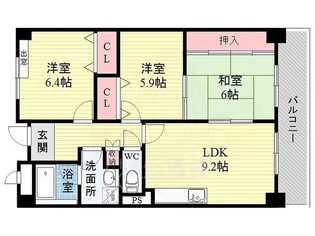 グランヴェール萩原【5階】の間取り