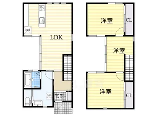 大阪府池田市神田1丁目【一戸建】の間取り