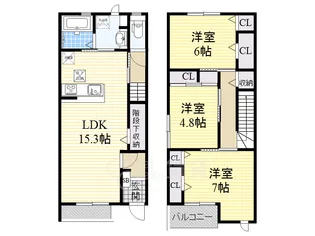 大阪府池田市渋谷3丁目【テラスハウス】の間取り