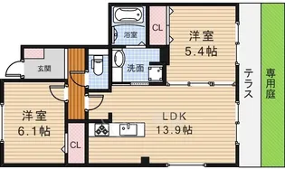 サニーコートA棟【1階】の間取り