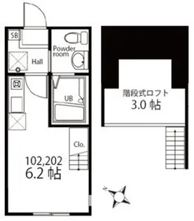 ハーミットクラブハウストロピカ新子安【2階】の間取り