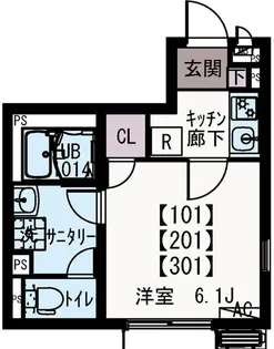 イクシオ川崎小田栄【2階】の間取り
