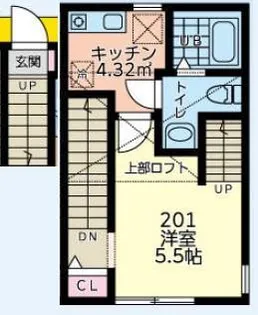 エルフォルク淵野辺【201号室】の間取り